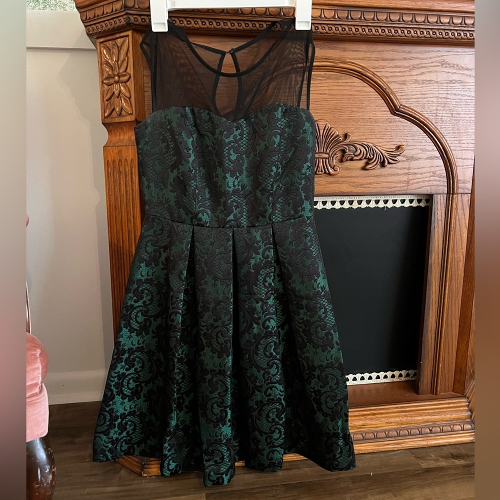 Green and black dress